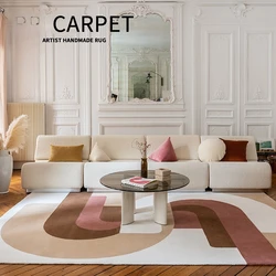 Light Luxury Carpets for Living Room Shaped Irregular Plush Floor Mat Nordic Bedroom Decor Striped Carpet Thicken Non-slip Rug