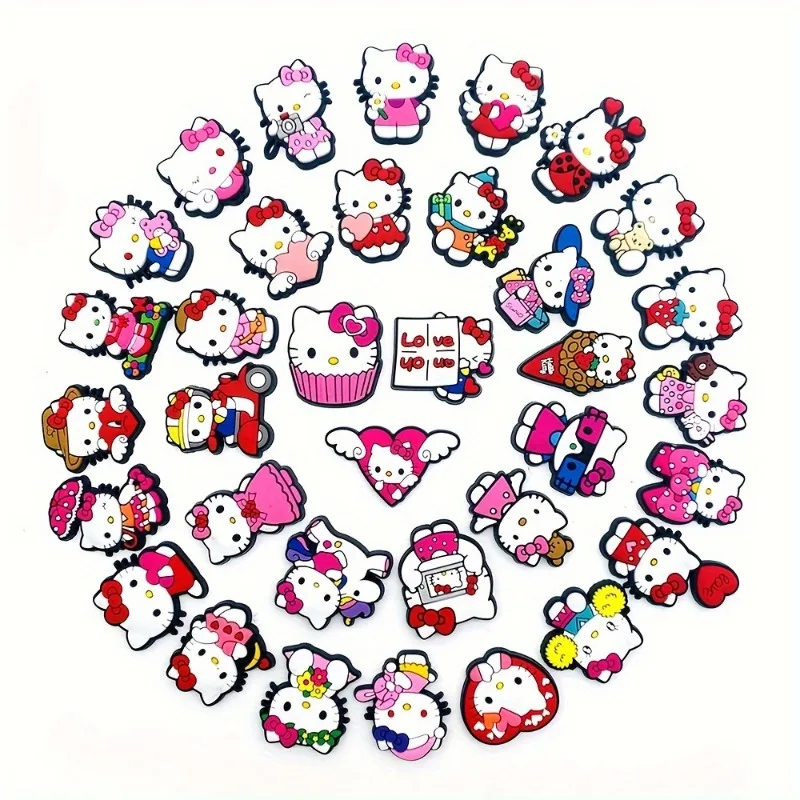 MINISO Hello Kitty Sanrio Cartoon Cat 10 Pieces DIY Shoe Accessories Buttons Clogs Sandals Pins Decoration Kids Girls Gifts