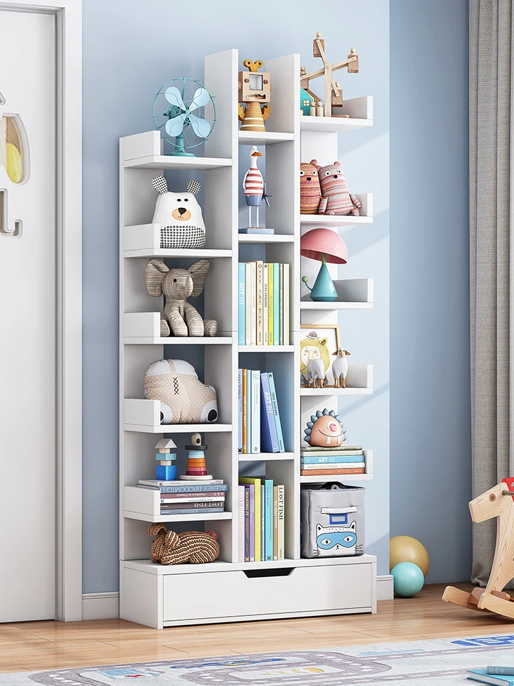 Hot Selling Wooden Simple Living Room Bookcase Multilayer Tree Shape Shelf