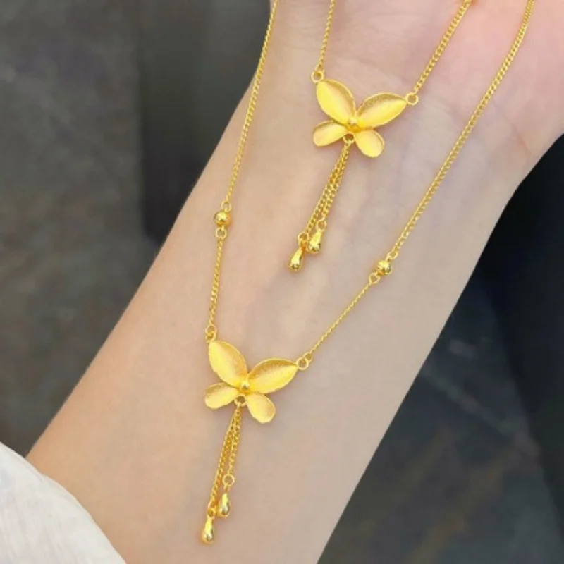 

Classics Exquisite Temperament Versatile Trend Butterfly Tassel Necklace Fashion Jewelry Ladies' Sand Gold New Pendant 2024