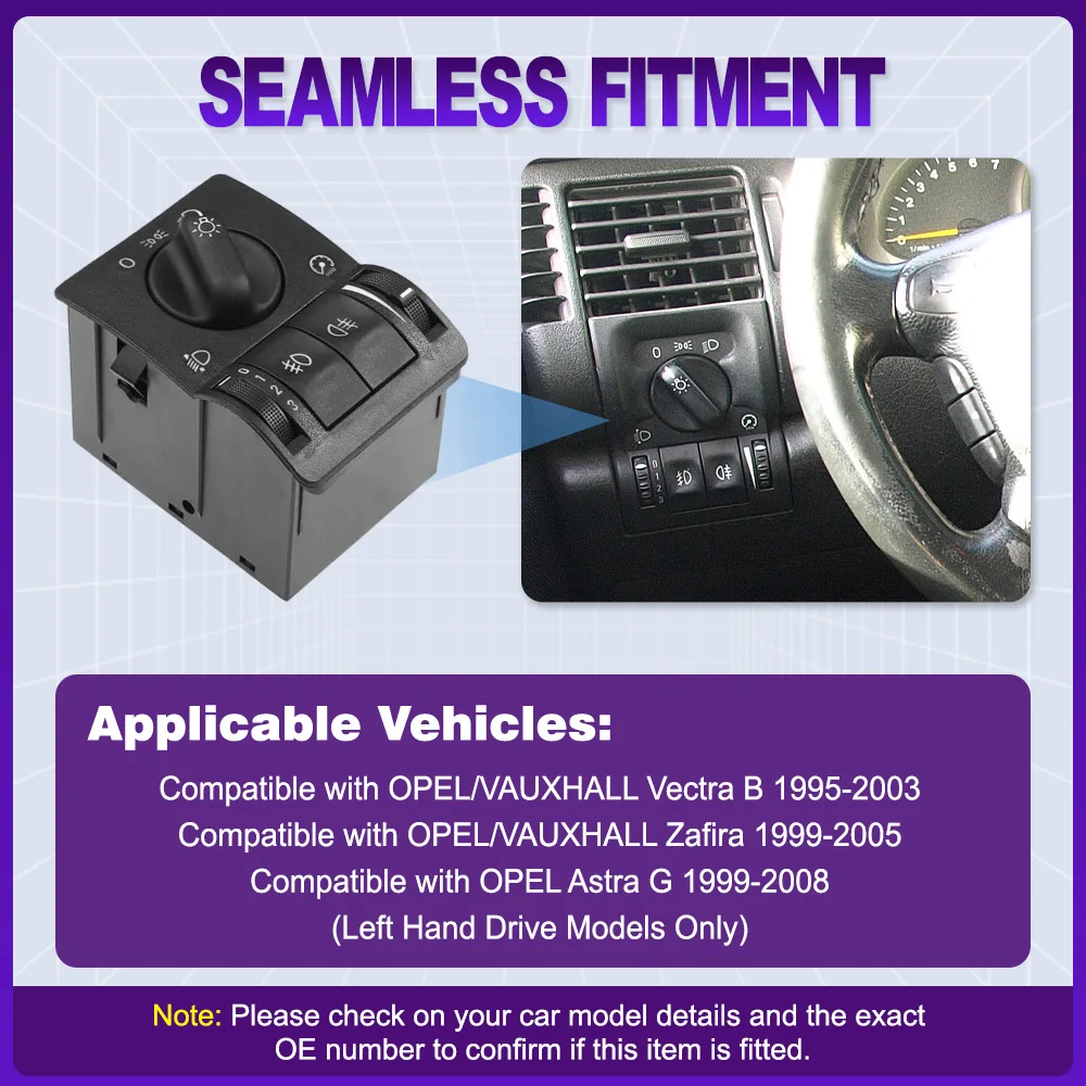 Car Headlight Fog Lamp Control Light Switch for OPEL/VAUXHALL Vectra B 1995-2003 Zafira 1999-2005 Astra G 1999-2008 LHD 6240097