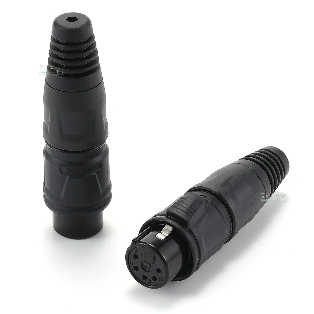 XLR 5 Pin Male/Female Microphone Audio Black Cable Plug Connector Cannon MIC Terminal - Audio Equipment Accessory