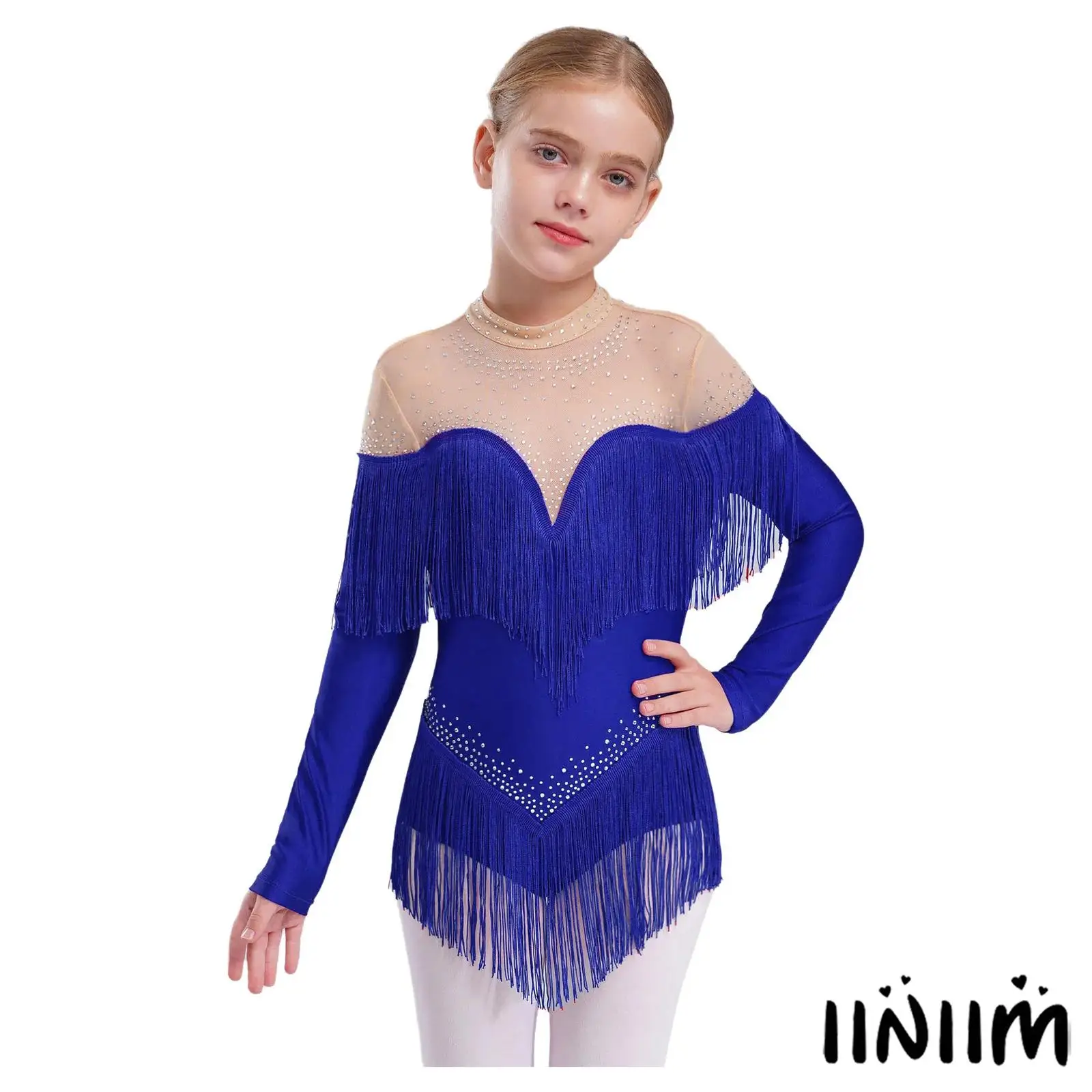 

Kids Girls Elegant Rhythmic Gymnastics Leotard Lyrical Tango Rumba Ballet Latin Dance Costume Stage Performance Latin Dancewear