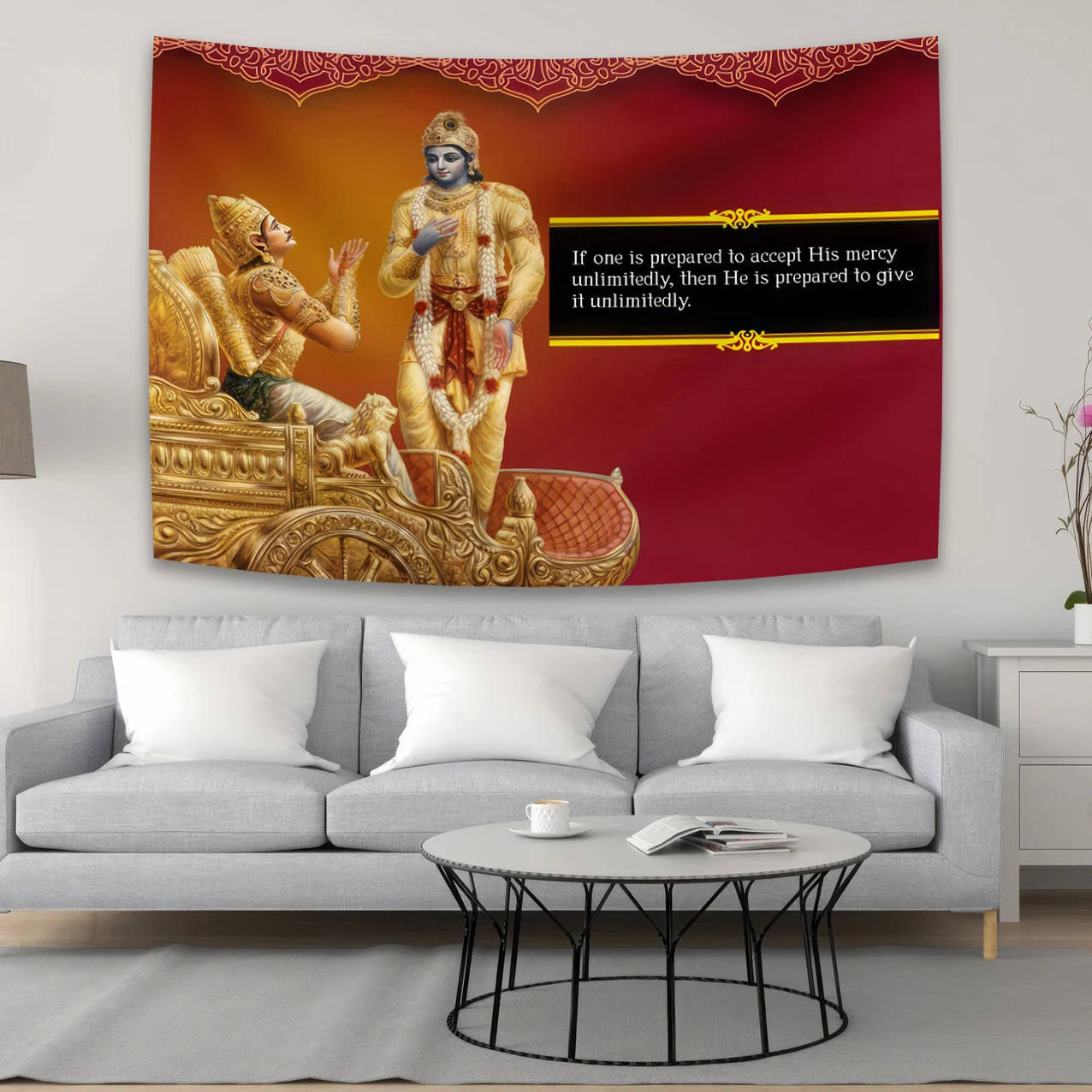 Krishna Preaching Arjuna - Bhagwat Geeta Tapestry Kawaii Room Decor Wall Decorate The Room