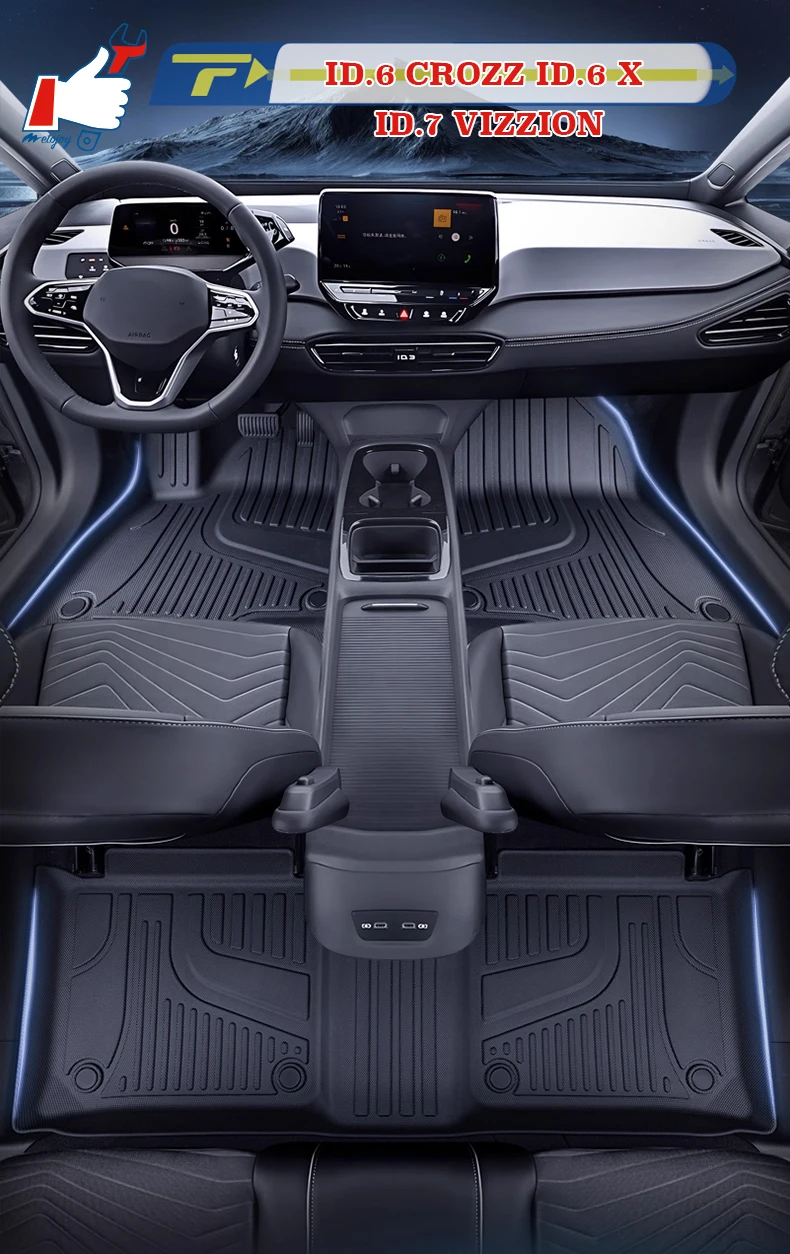 

Автомобильный коврик с левым рулем для Vw ID.6 CROZZ ID.6 X ID.7 VIZZION Полный коврик для ног Коврик для ног Водонепроницаемый