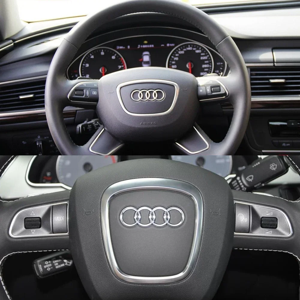 Black Silver Car Steering Wheel center Cover Sticker Logo for Audi A6L A4L A8L A1 A5 A3 A7 Q3 Q5 Q7 Refitting Emblem Accessories