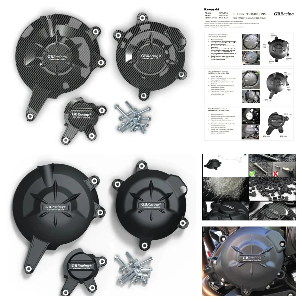 

For KAWASAKI ER6N ER-6N ER6F ER-6F 2006-2016 VERSYS 650 2006-2021 For GB Racing Motorcycles Engine Cover Protective Case