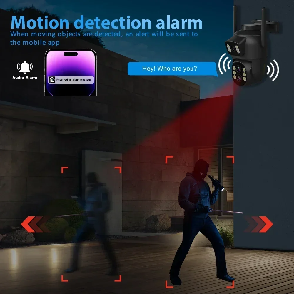 Imagem -04 - Câmera Externa Wifi de 6mp 12mp Zoom 8x Lente Tripla Telas Duplas Vigilância por Vídeo Cctv Câmera de Segurança de Rastreamento Automático