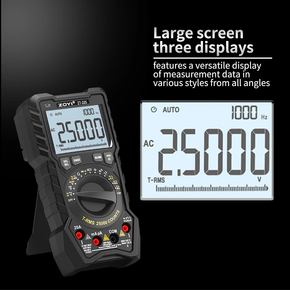 ZOYI ZT-225 4.5-digit High-Precision Fully Automatic Multimeter with Intelligent Burn-Out Protection for Electricians
