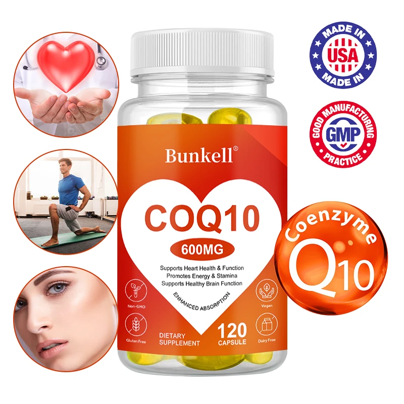 El suplemento CoQ10 apoya la salud del corazón, la salud cardiovascular, el sistema inmunológico y la producción de energía celular, 120 cápsulas