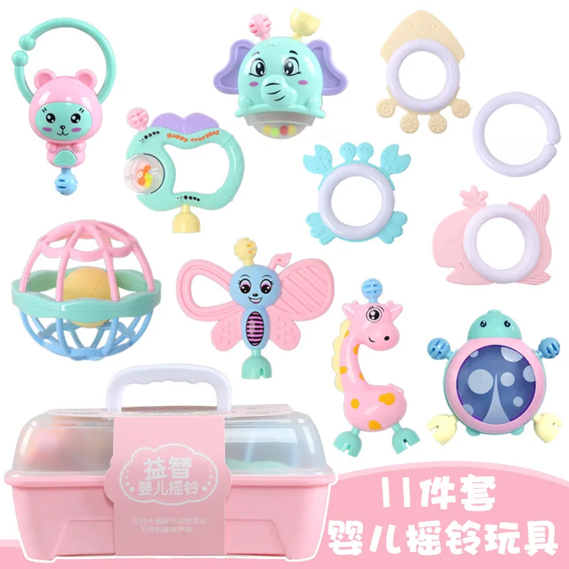 مجموعة خشخيشة للرضع والأطفال الصغار، من عمر 0 إلى 1 سنة، خشخيشة يدوية للتسنين لحديثي الولادة، صندوق هدايا ألعاب تعليمية لحديثي الولادة