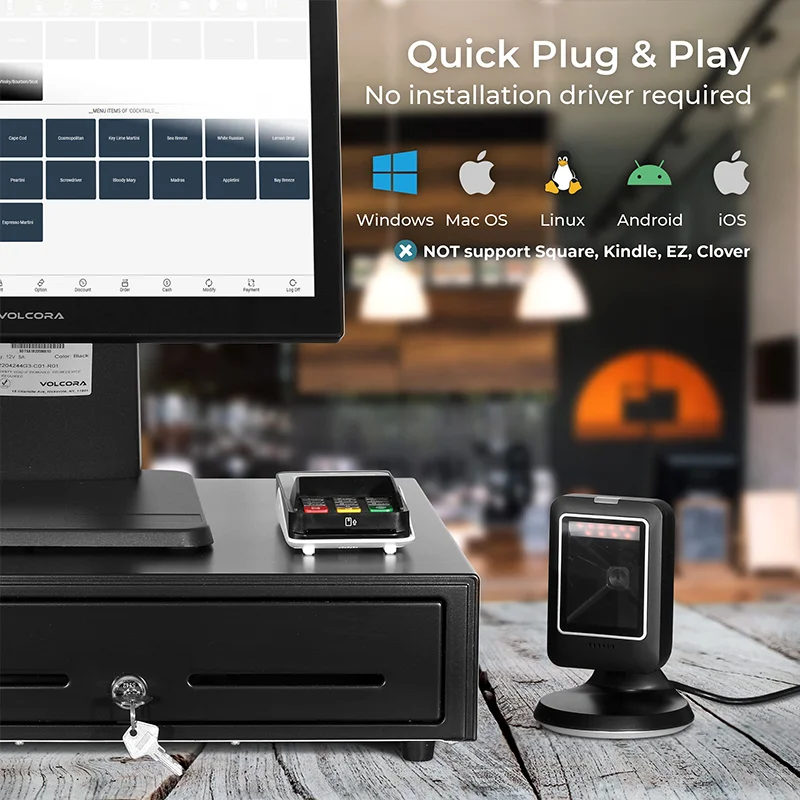 MP6300IR 2D الماسح الضوئي IR الاستشعار الماسح الضوئي قارئ الباركود مع واجهة USB RS232 فائقة الأداء لنقاط البيع