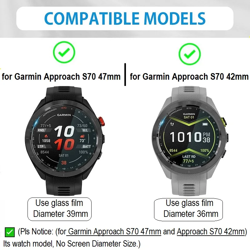 5 قطعة واقي شاشة الساعة الذكية لـ Garmin Approach S70 47 مللي متر/Approach S70 42 مللي متر طبقة رقيقة واقية مقاومة للخدش من الزجاج المقسى