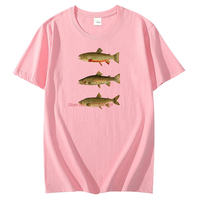 Vintage Lake Trout Rainbow Trout And Brook Trout Graphic T Shirts Cotton Short Sleeve T-Shirts Unisex New Shirts And T-Shirts