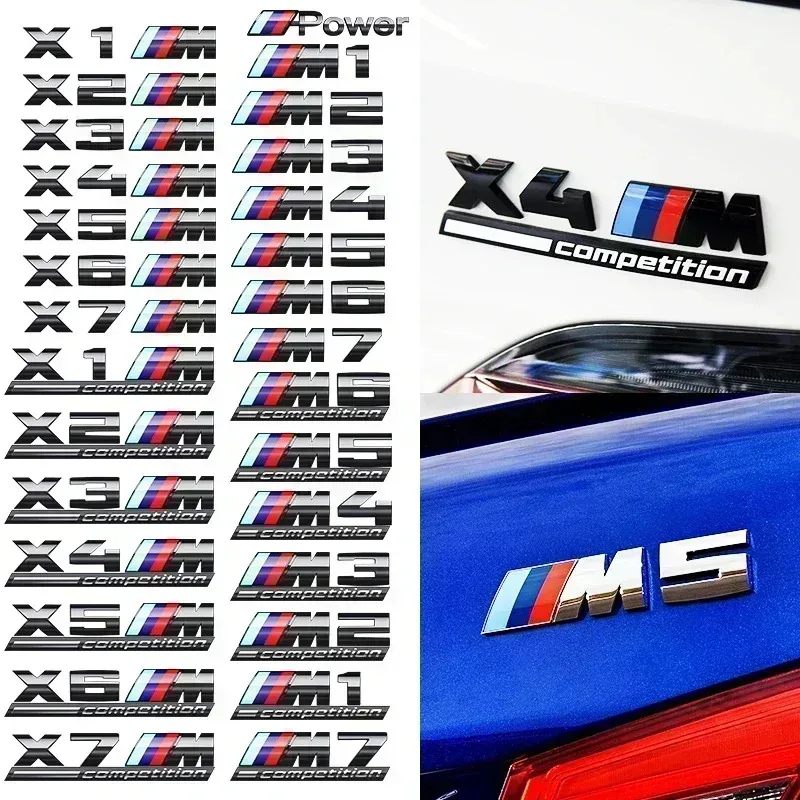 Emblema adhesivo cromado ABS para maletero trasero de coche, logotipo de competición para BMW M M1 M2 M3 M4 M5 M6 M7 X7M X2M X3M X4M X5M X6M