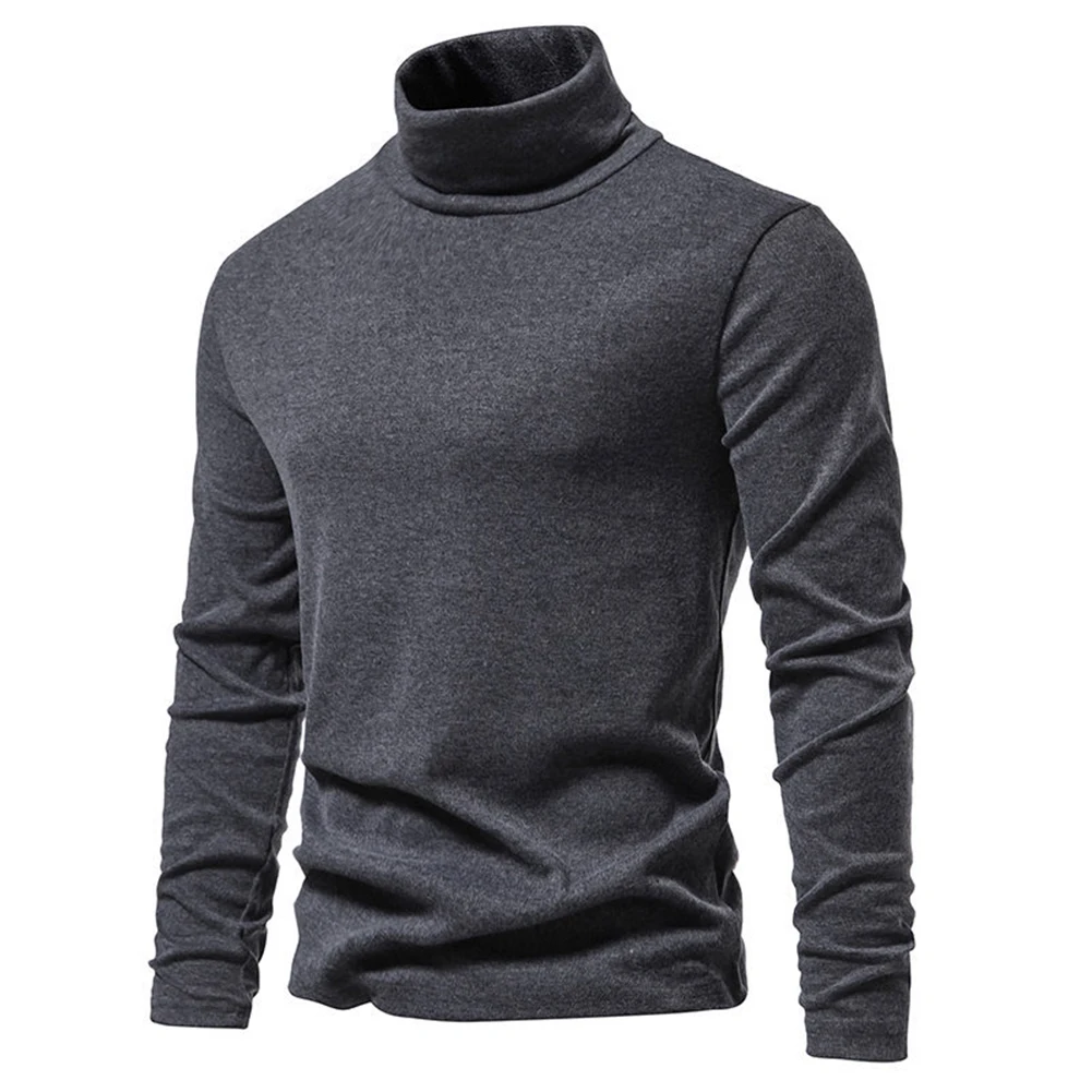 

Fashion New Stylish Top 1pc Casual Long Sleeve Polyester Pullover Regular Slight Stretch Solid Color Turtleneck
