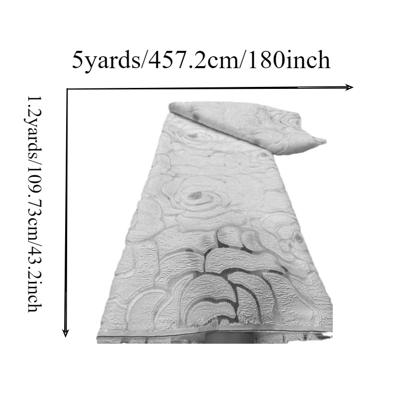 5 ياردة قماش دانتيل جاكار أبيض مادة بروكيد لخياطة فستان الحفلة الراقصة أزياء تنورة منفوشة #3