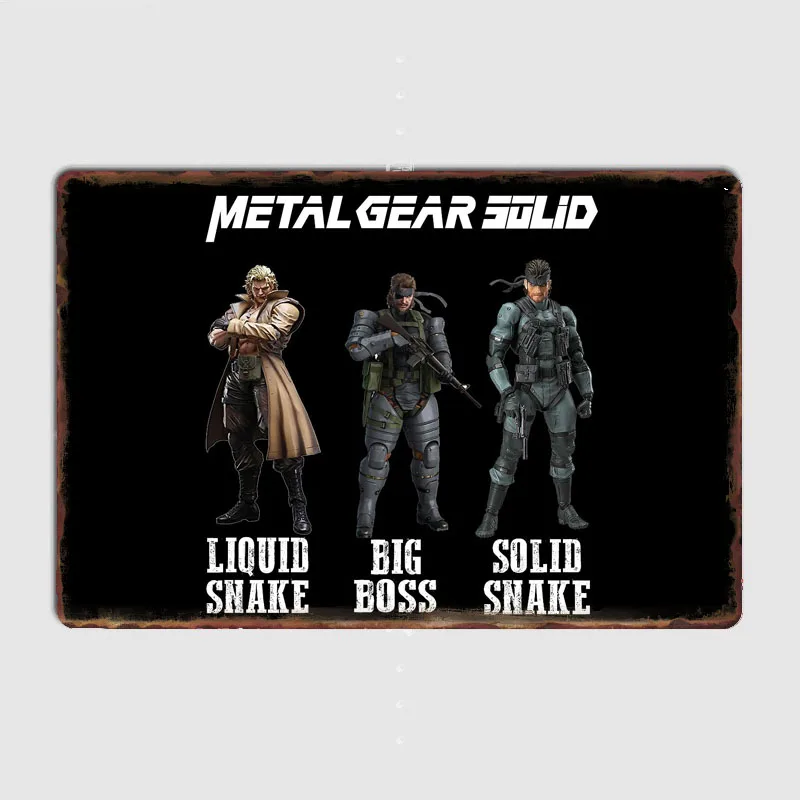 Metal Gear Solid - Liquid Snake - Big Boss Posters Metal Plaque Custom Garage Club Indoor Wall Tin Sign Home Decor Room Decor