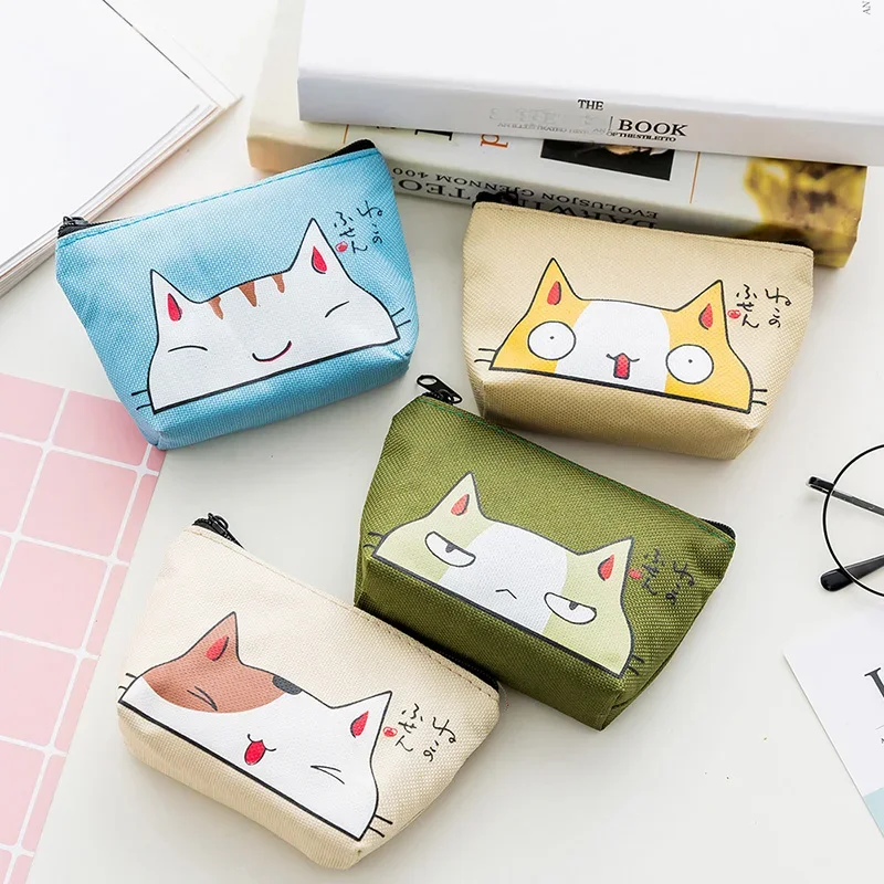 Canvas Cartoon Women Coin Purse Cute Animal Zipper Children Girl Coin Wallet USB Cable Headset Mini Bag Key Wallet