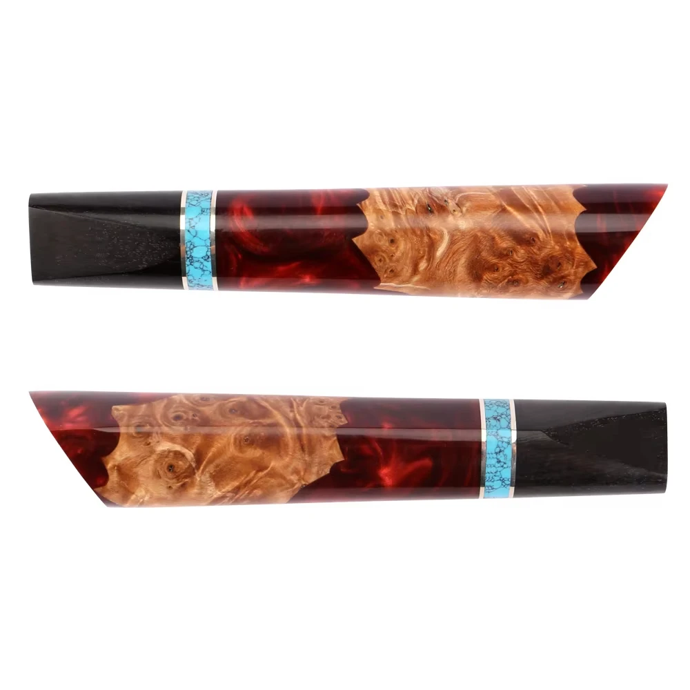 

Exquisite red resin and stable wood handles for chef's knives Santoku knives and bread slicing knife Handcrafted DIY handles