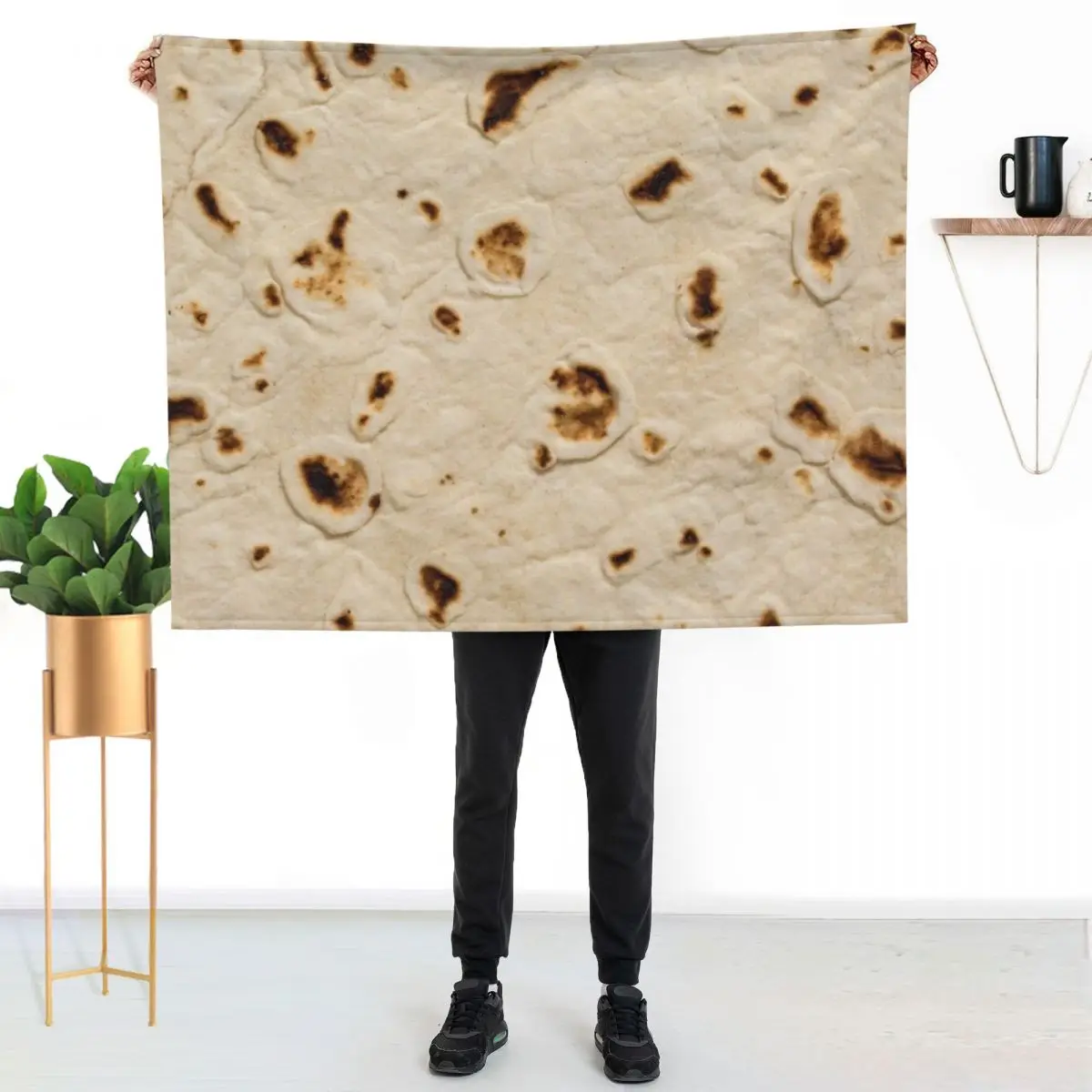 Burrito Tortilla Wrap Throw Blanket couch cozy soft plush fuzzy picnic outdoor blanket