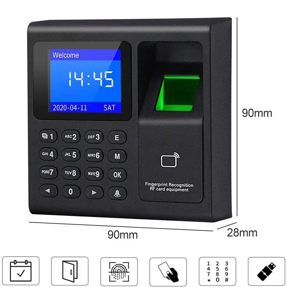 Biometric RFID Access Control System RFID Keypad USB Fingerprint System Electronic Time Clock Attendance Machine-[A04I Tools]