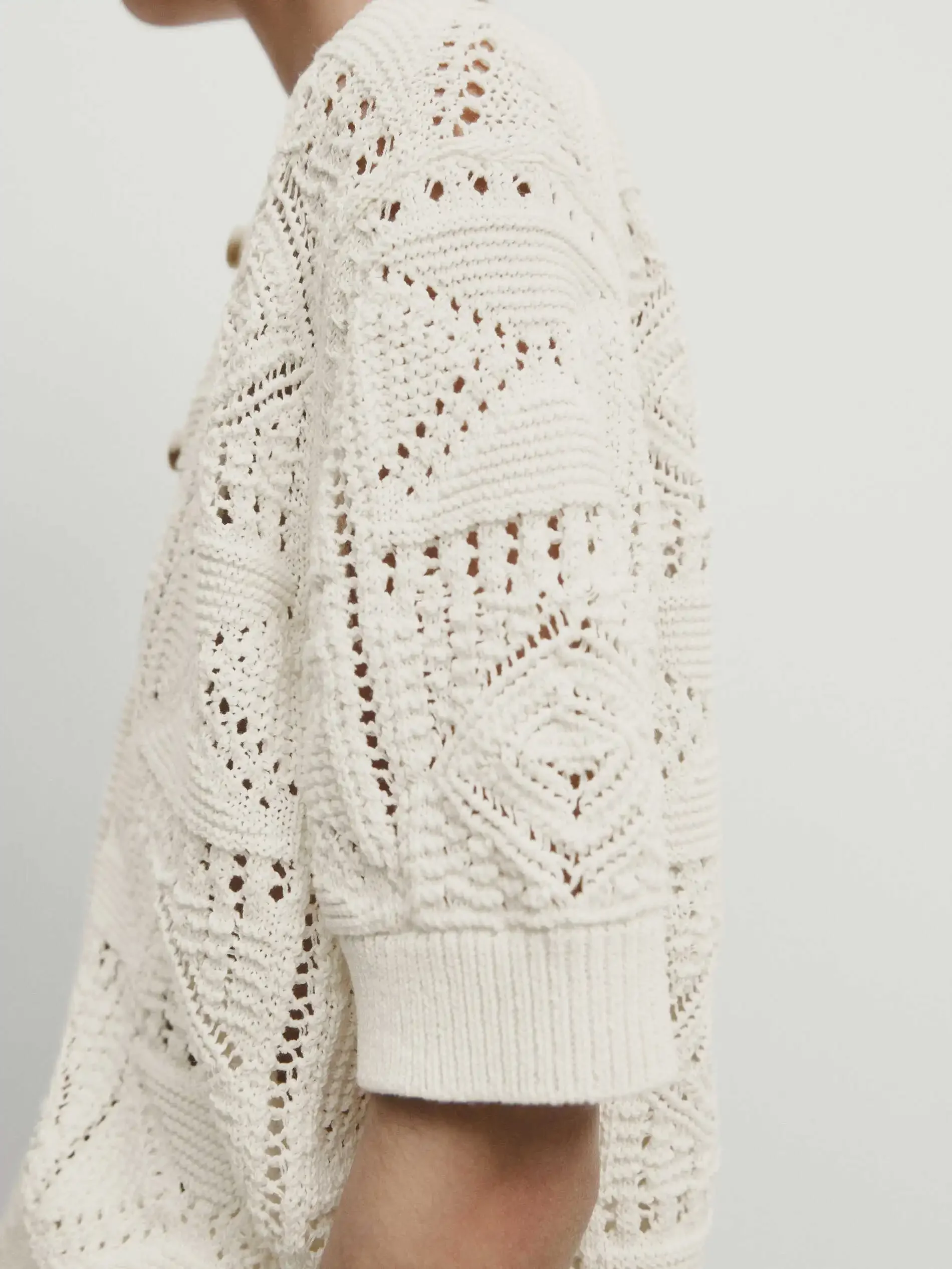 Ethereal costume 2025 massi spring new style of Women's fashion French romantic hollow-out round neck short sleeve knit cardigan