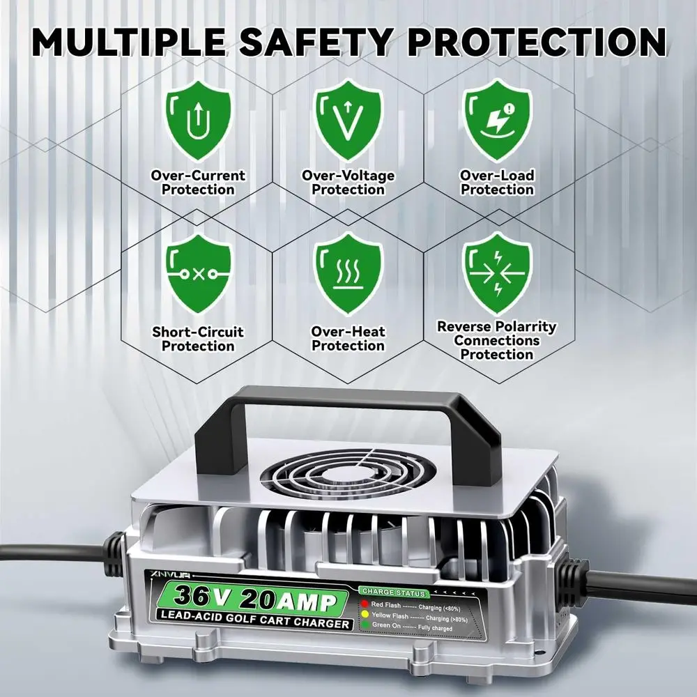 شاحن بطارية عربة جولف 36 فولت 20 أمبير لـ EZGO TXT مع قابس على شكل D لبطارية الرصاص الحمضية 36 فولت