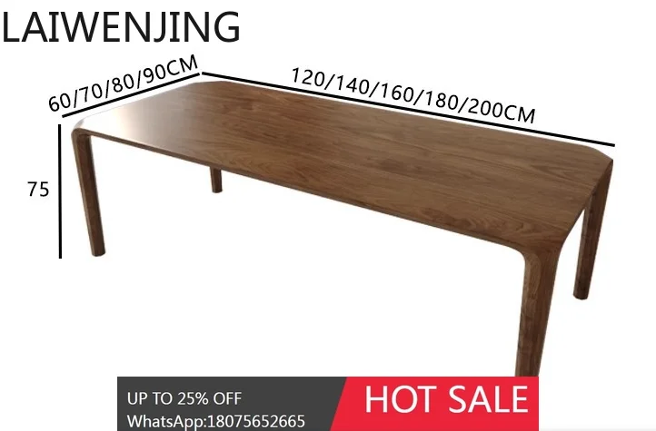 HLZ North American Walnut Solid Wood Dining Table Rectangular Mortise and Tenon Simple Natural Wood Desk