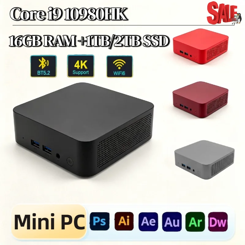 Intel Core i9 10980HK Mini PC 16GB RAM 1TB 2TB SSD M.2 WiFi 6 BT5.2 Low Power NVMe Desktop Pro Max Chip Unit