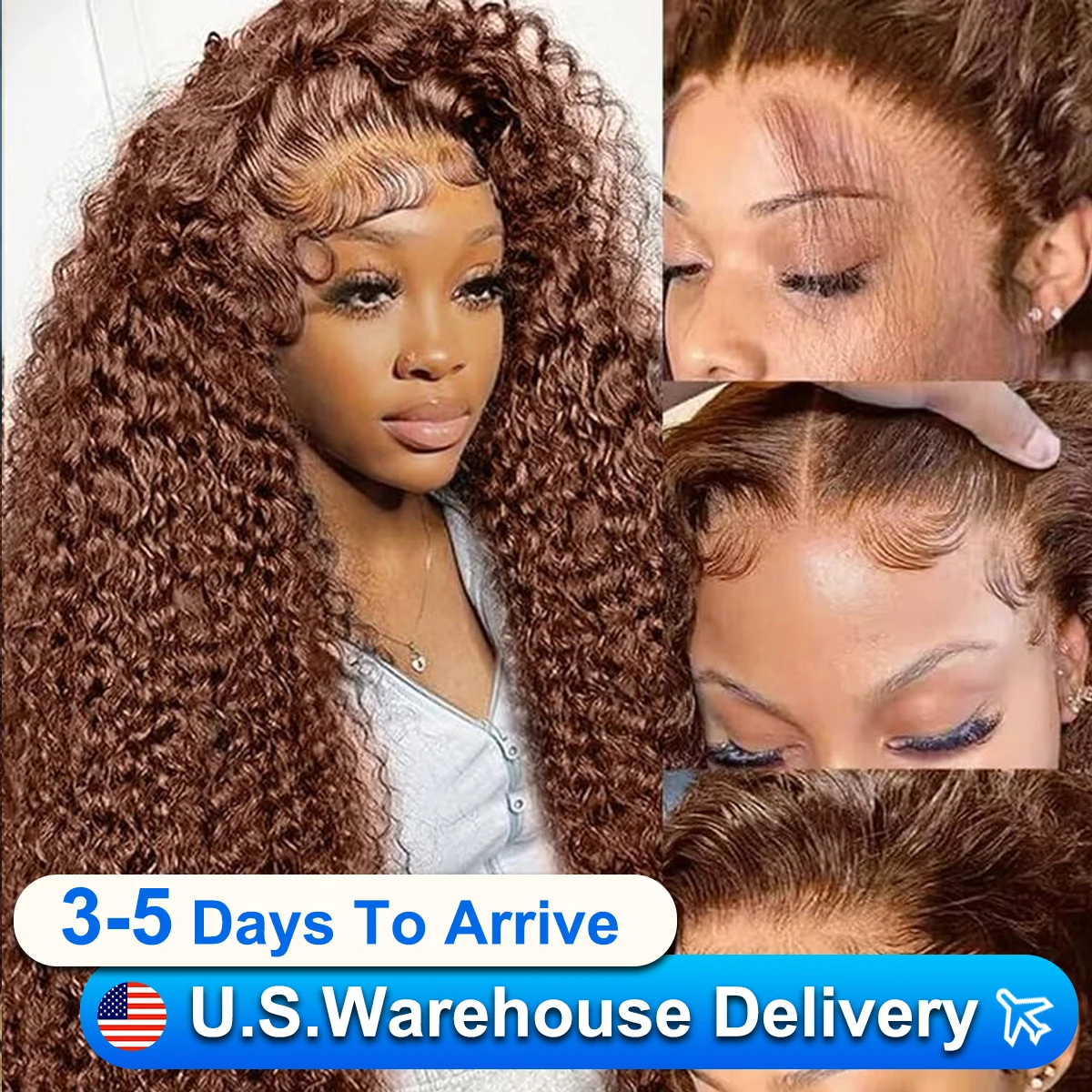 Reddish Brown Deep Wave 13x4 Lace Frontal Wig Brazilian Dark Colored Curly Water Wave 13x4 Lace Front Wig Human Hair For Women