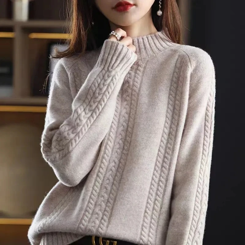 

Half high necked Sweater Women's Pullover Autumn Winter New Bottoming Knitt Female Warm Elastic Soft Wool Pullovers Sweaters
