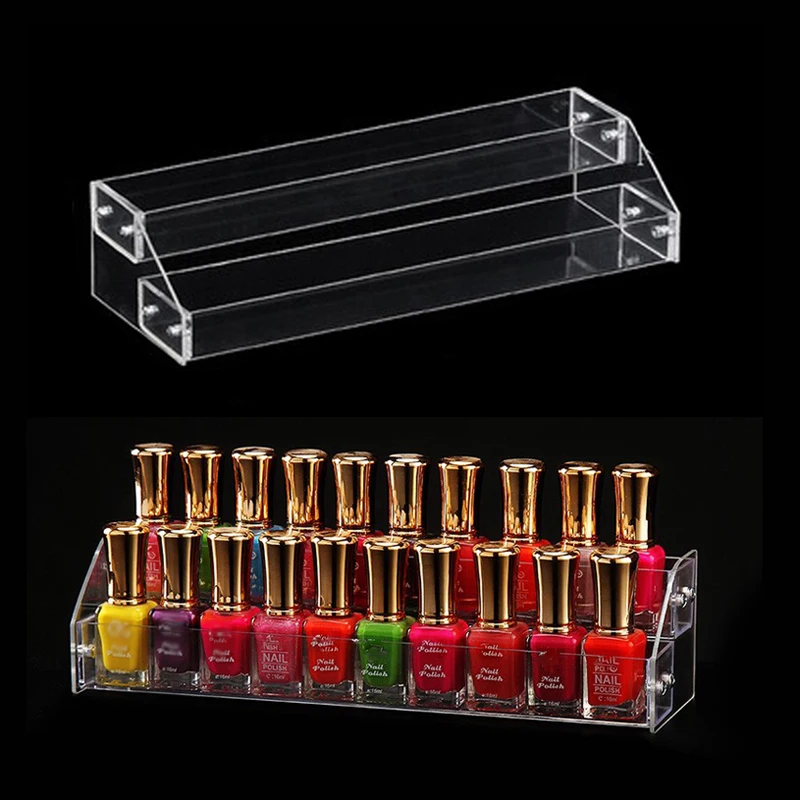 2 Layer Nail Polish Display Box Clear Acrylic Multifunctio Organizers Lipstick Jewelry Polishing Sand Strip Toolbox Makeup Box