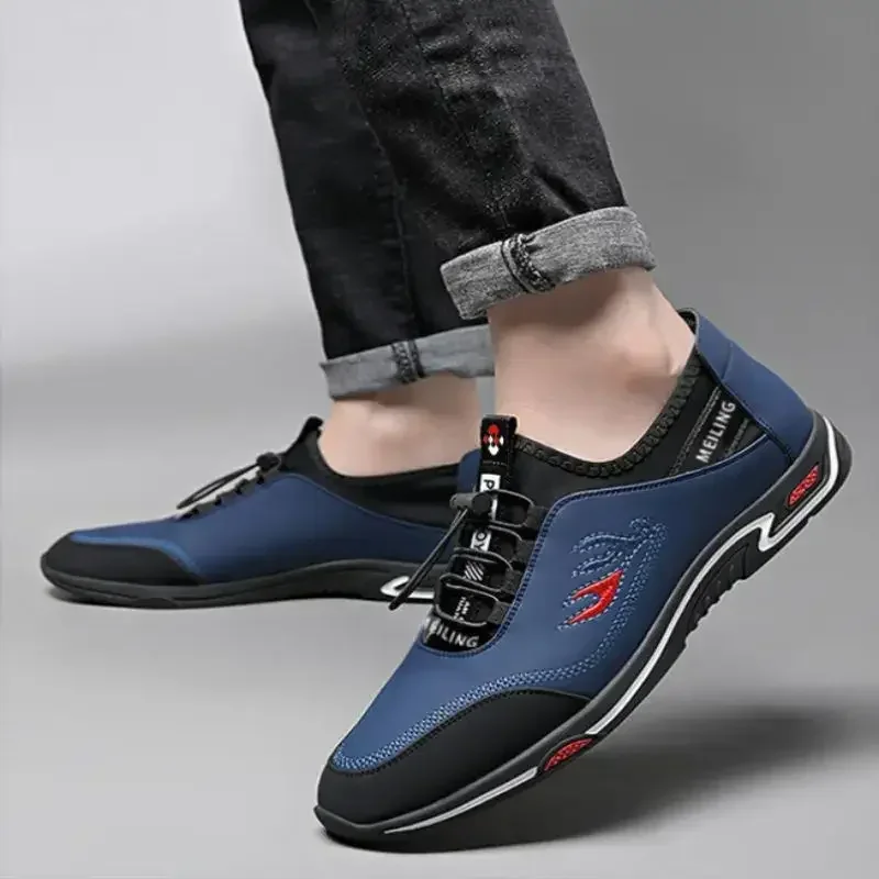 Zapatos de lona informales para hombre, zapatos de cuero con cordones de verano, zapatos bajos transpirables para hombre, zapatos para conducir al