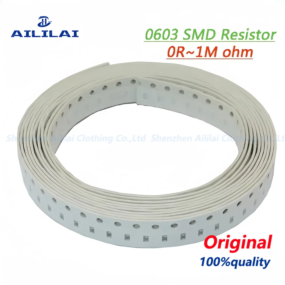 Resistencias de chip 100 piezas 0603 SMD 1/10W 1%, 0 ohm-10M ohm 0R 4.7R 100R 200R 220R 1K 4,7 K 4K7 10K 100K 200K 220K