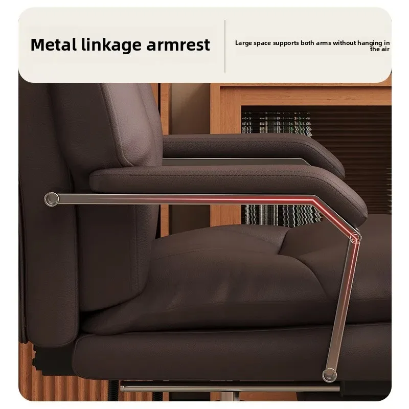 Bequemer und sitzender Leder-Bürostuhl mit Rückenlehne, Arbeitssitz, ergonomischer Heimcomputerstuhl