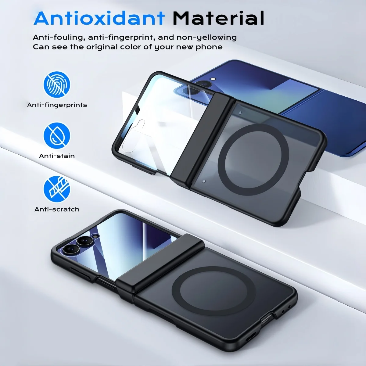 For Samsung Galaxy Z Flip 8 7 For Magsafe Case Frosted Slim PC Hinge Folding Shockproof Magnetic Charger Cover With Screen Film