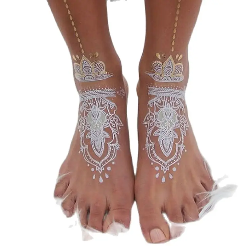 Factory Sale Removable Indian Bride Hanna Body Tattoo Sticker For Body Art With White Color 500pcs/lot Free Shipping