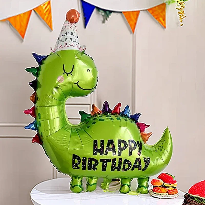 Ballon en film d'aluminium dinosaure, ensemble de décoration de fête d'anniversaire pour enfants, ballon de style dinosaure