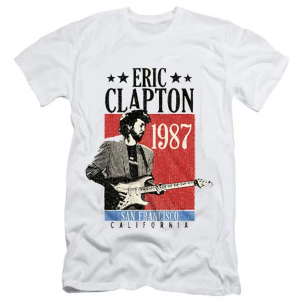 Eric Clapton 1987 San Francisco California T-Shirt, Unisex-T-Shirt aus Baumwolle mit Rundhalsausschnitt, Vintage-T-Shirt, Grafik-T-Shirts, Herren-Top