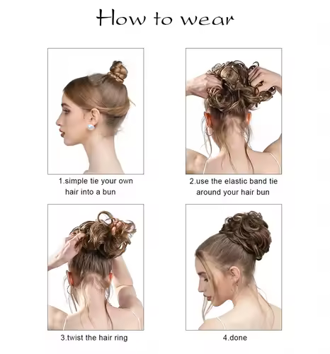 Synthetic Messy Hair Bun Extensions Big Curly Elastic Hair Scrunchies Hairpieces Chignon Donut Updo Hair Pieces for Women - Image 6