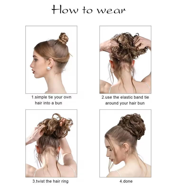 Synthetic Messy Hair Bun Extensions Big Curly Elastic Hair Scrunchies Hairpieces Chignon Donut Updo Hair Pieces for Women - Image 6