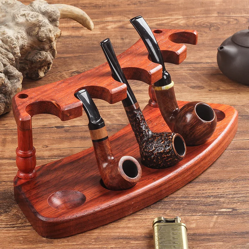 

Tobacco Pipe Stand Holder for 5 Smoking Pipes Handmade from Natural Durable Rosewood Pipe Rack Display 5 Slots Design