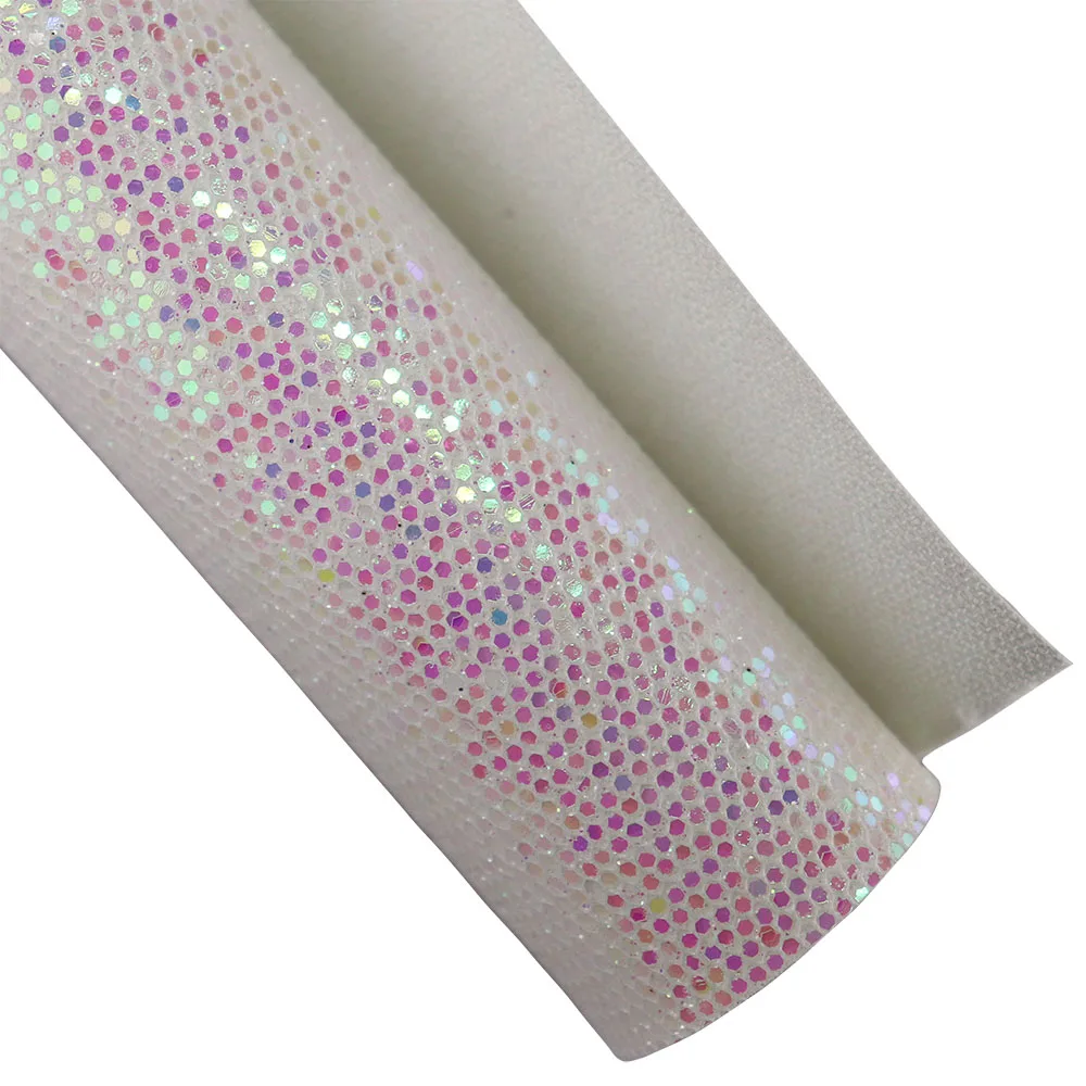 30x134 cm rotolo di maglia lucida glitter tessuto finta pelle sintetica PU per fiocco artigianale Natale fai da te AY101