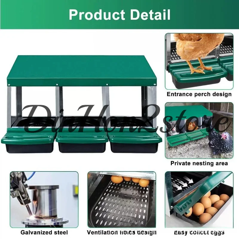 Egg-laying galvanized nesting boxes for chickens