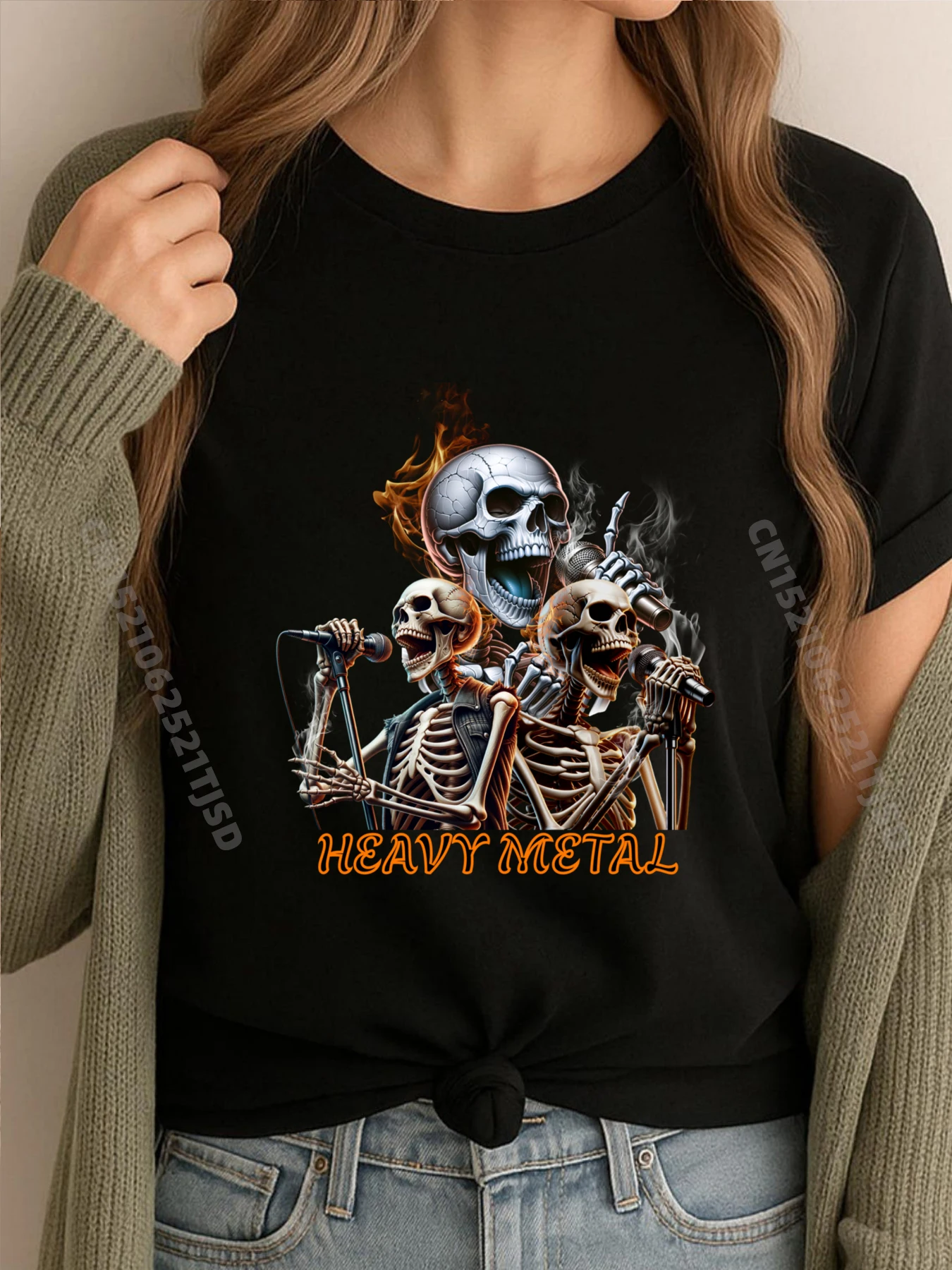 

Панк Хэллоуин Рокер Скелеты Роскошная одежда Футболка с принтом