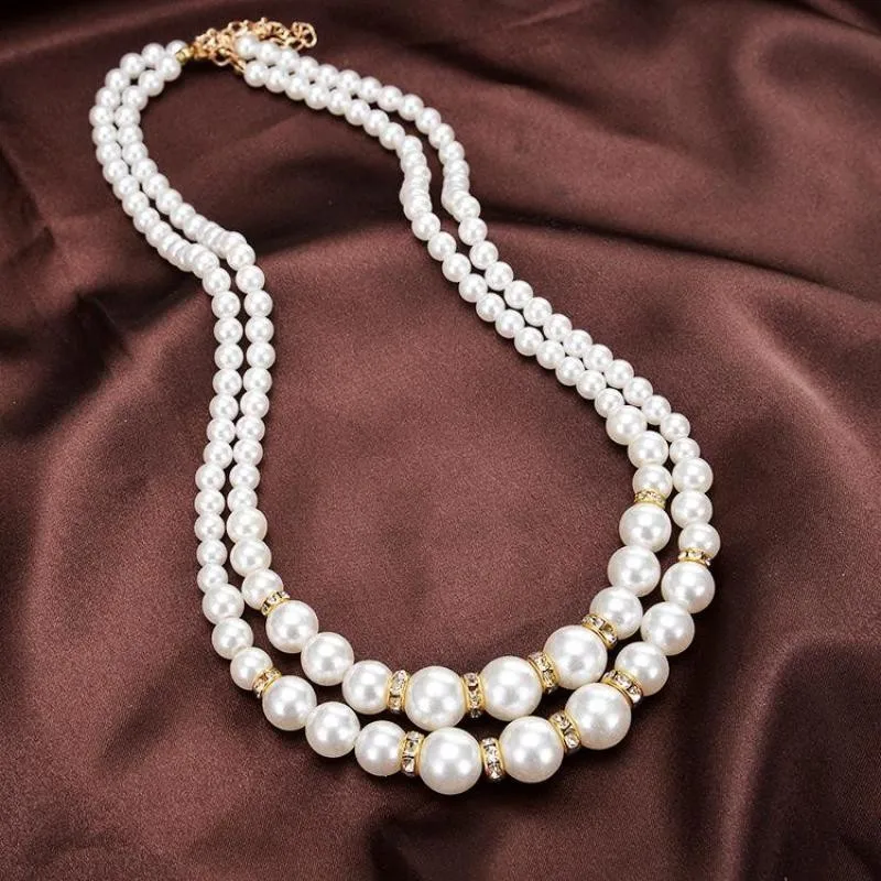 Pearl Necklace Collier Femme Collares Statement Multilayer Choker Statement Jewelry Women Simulated Pearl Necklaces & Pendants