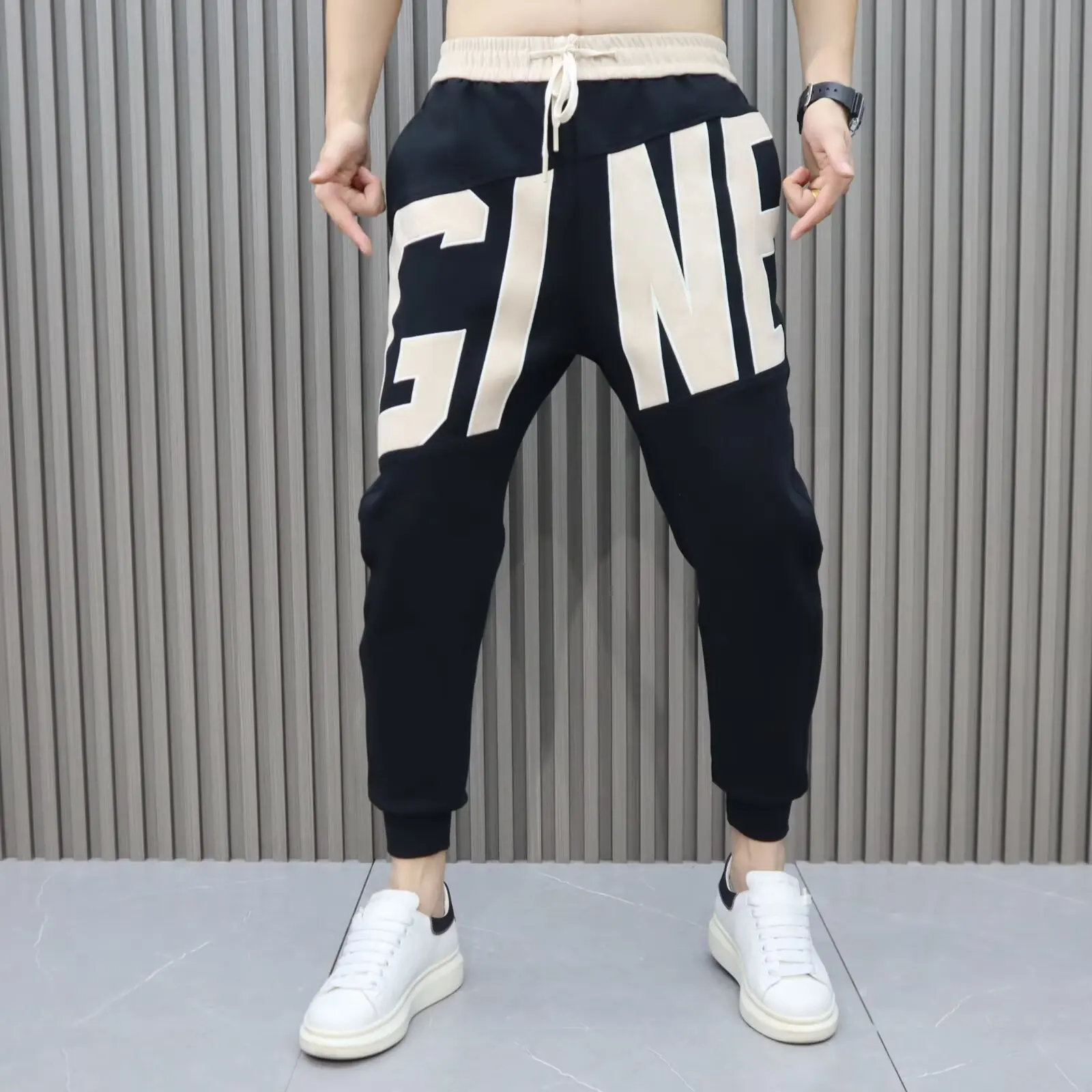 

plus Size Men's Fce Lined Thiened Casual Sports Pants Autumn Winter Loose Fit Trousers Korean Sle Nine Points Pants