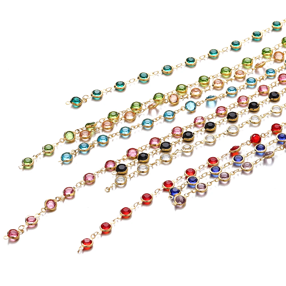 1Meter Colorful Glass Crystal Beads Chain Copper Chains For Necklace Bracelet Jewelry Making DIY Components Accessories image 6