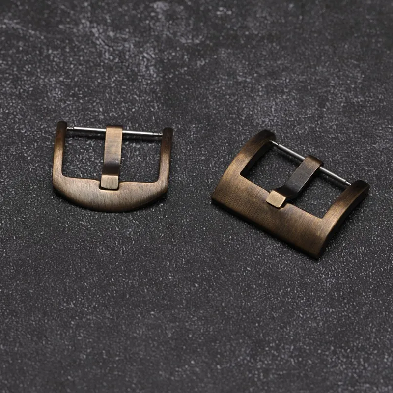 18-26mm Premium Bronze CuSn8 Aged Oxidized Vintage Pin Buckle Pure Copper for Leather Strap Men's Replacement Watch Accessories